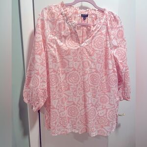 Talbots Pink Tunic Floral Blouse